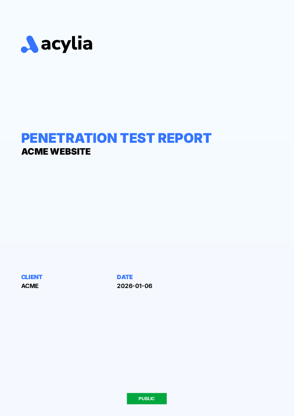 Pentest report cover